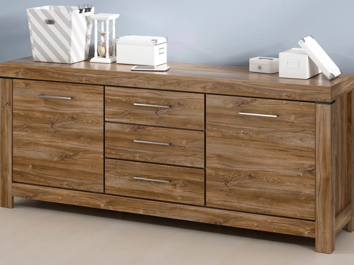 Cómoda Gent 200 cm con 2 puertas y 3 cajones roble stirling
