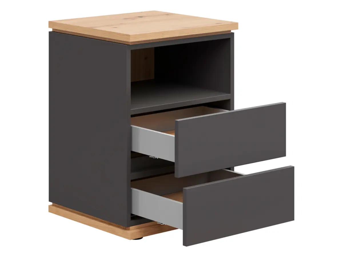 Mesita de noche Yamael 45 cm con cajones grafito