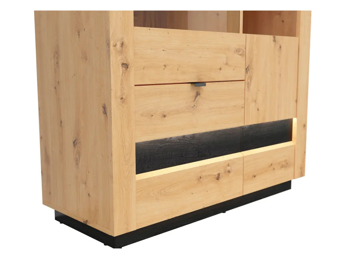 Vitrina Ostia 101 cm con 2 puertas y 2 cajones roble artisan