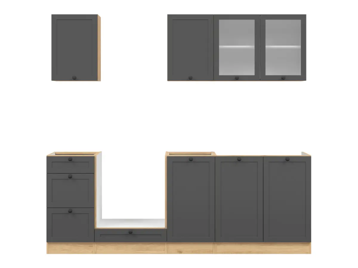 Кухонный гарнитур Junona Line 220 см графитовый