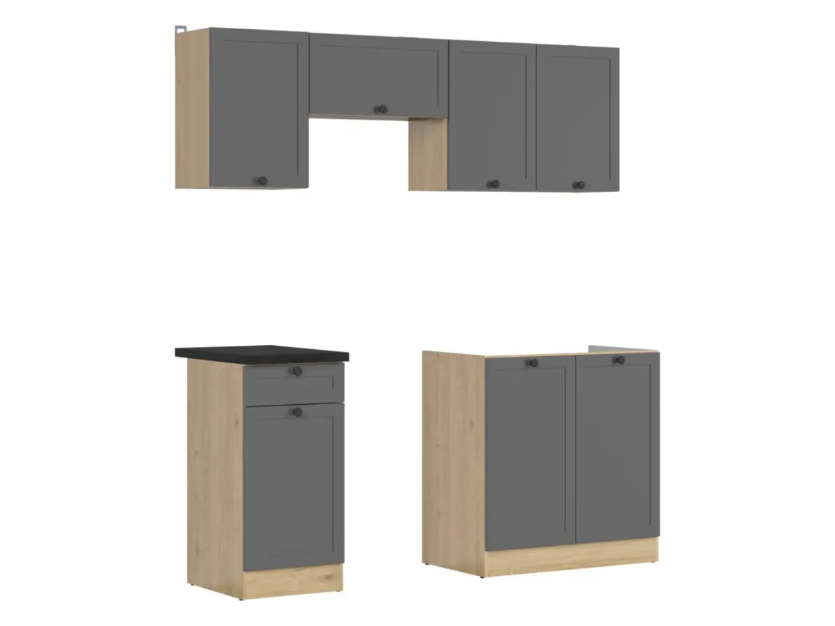 Conjunto de cocina Junona Line 180 cm grafito con encimera