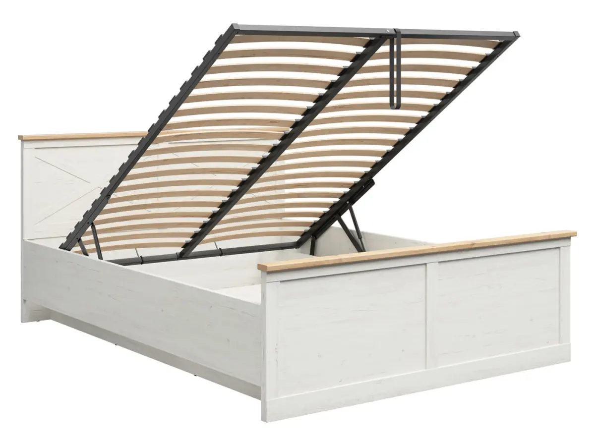 Кровать Frija 160x200 с каркасом и ящиком сосна андерсен белая