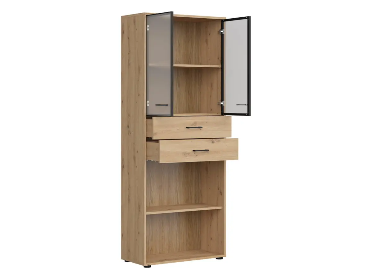 Стеллаж Space Office 80 см с 2 дверцами 2 ящиками и 2 полками дуб артизан