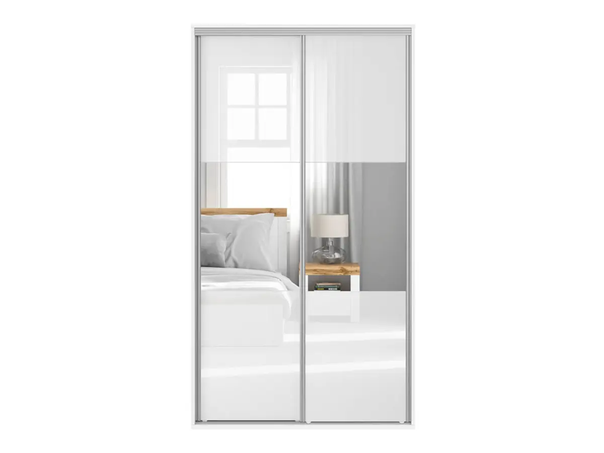Armario de puertas correderas Flex 120 cm con espejo blanco brillo