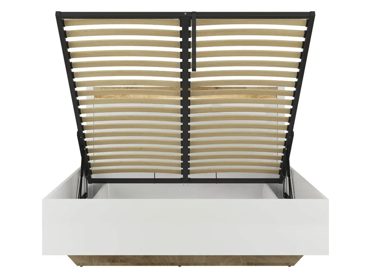 Cama Alameda 140x200 con arcón y somier blanco brillo