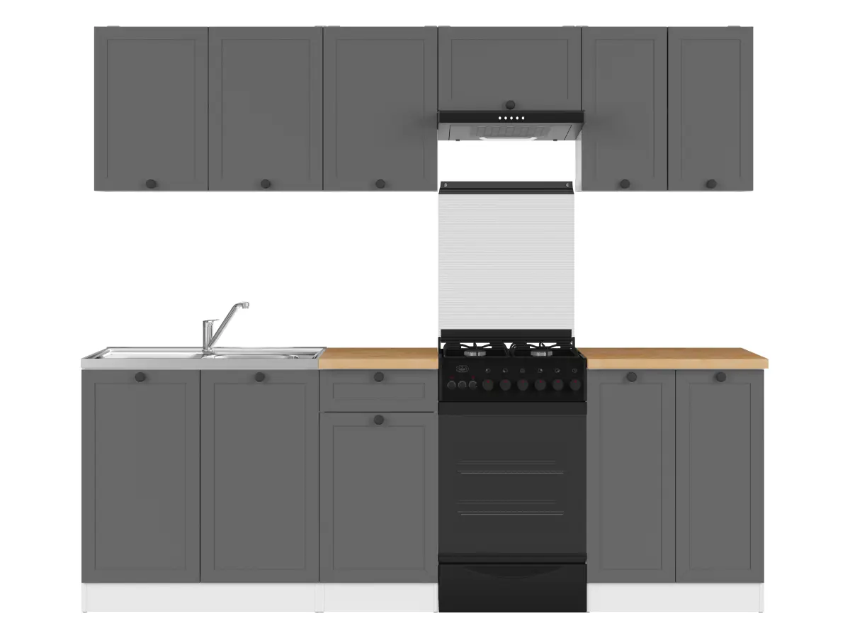 Conjunto de cocina Junona Line 230 cm grafito con encimera