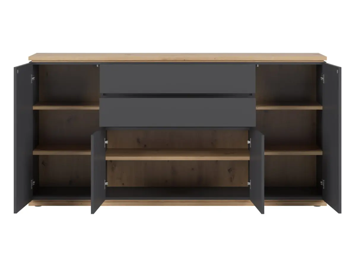 Cómoda Yamael 184 cm con 4 puertas y 2 cajones grafito