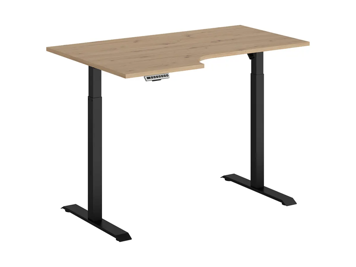 Escritorio de esquina con regulación eléctrica Space Office 140 cm izquierdo roble artisan