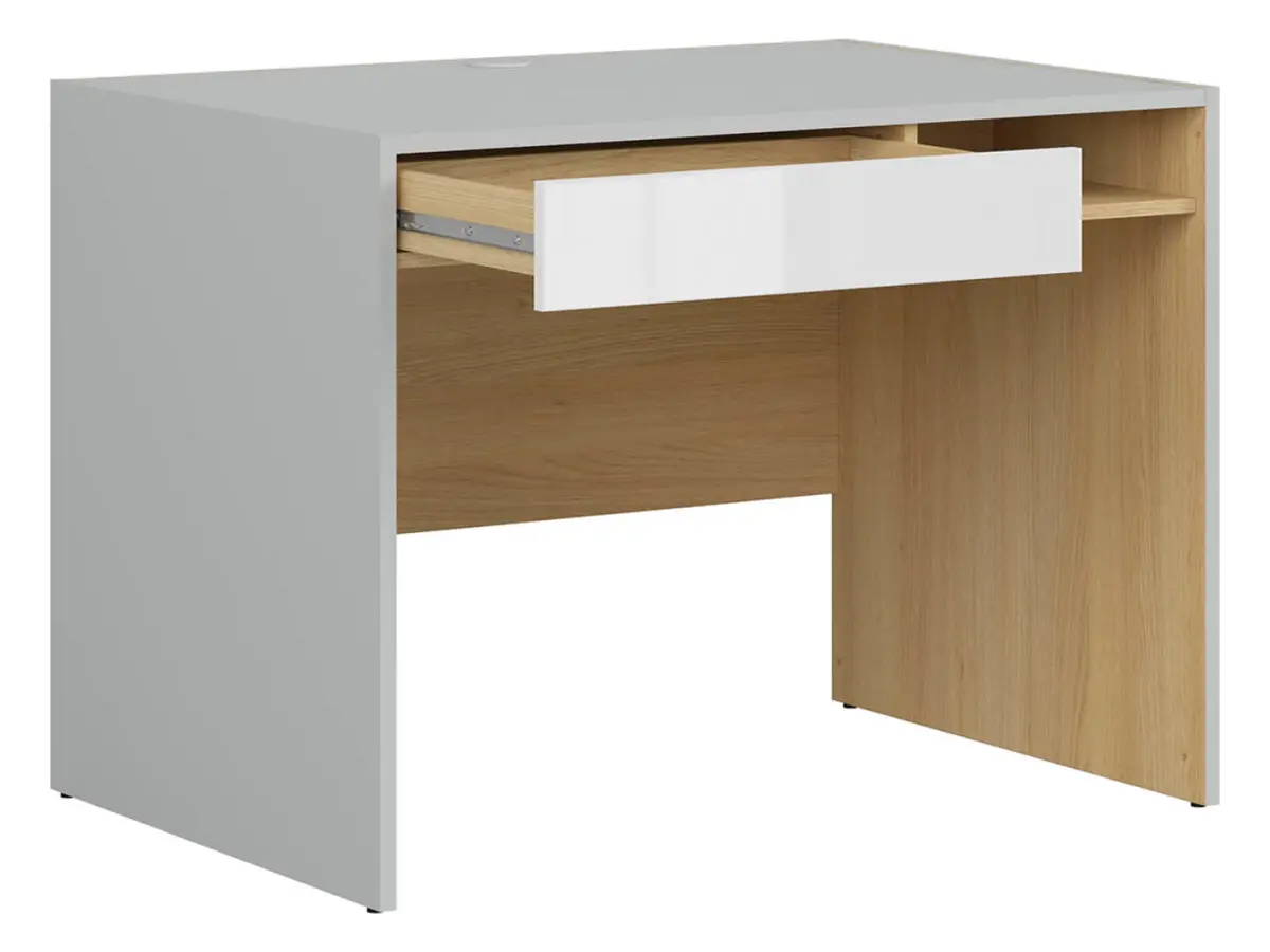 Письменный стол Nandu 100 см с ящиком и полкой серый/дуб польский