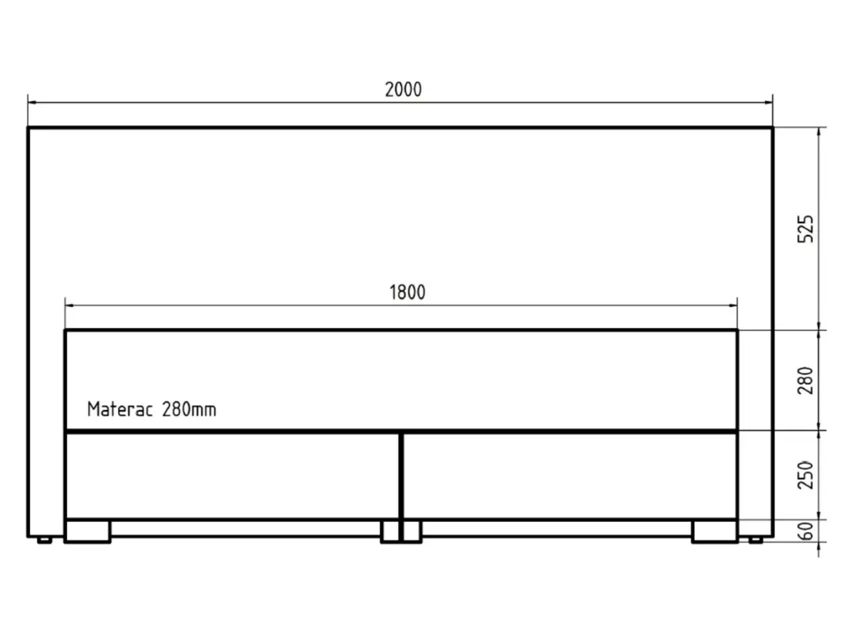 Cama continental Reve 180x200 con contenedor verde