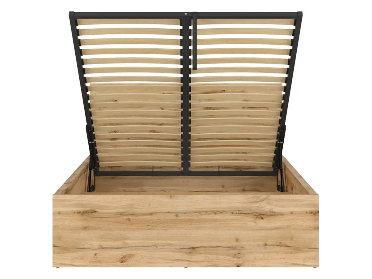 Cama Tetrix 140x200 con somier y contenedor roble wotan