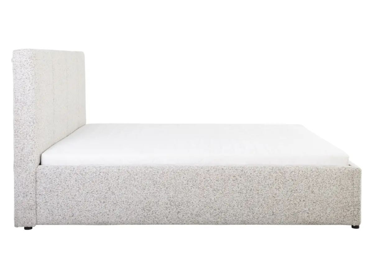 Cama tapizada Tripo 140x200 con somier y arcón beige