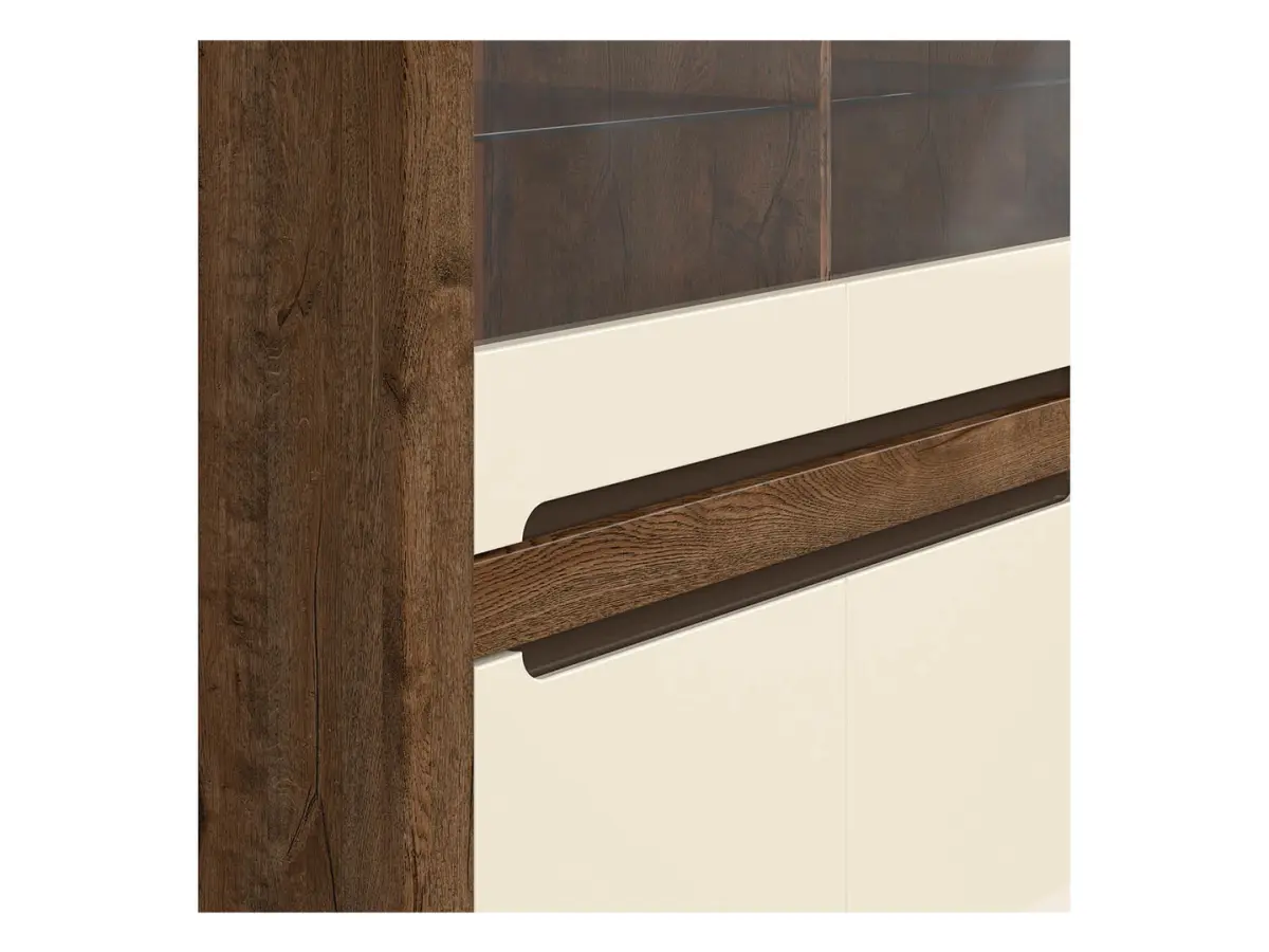 Vitrina Ruso 104 cm con 4 puertas roble april/brillo perlado