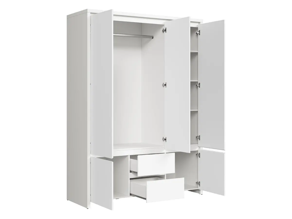 Armario de cinco puertas Kaspian 153 cm con espejo y cajones blanco