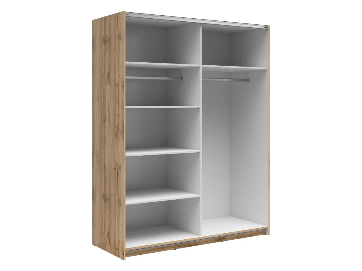 Armario de puertas correderas Tetrix 153 cm roble wotan/blanco brillo