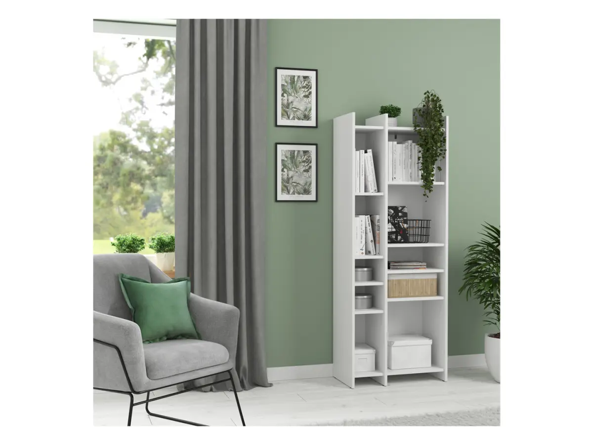 Estantería Benny 60 cm con 8 estantes blanca