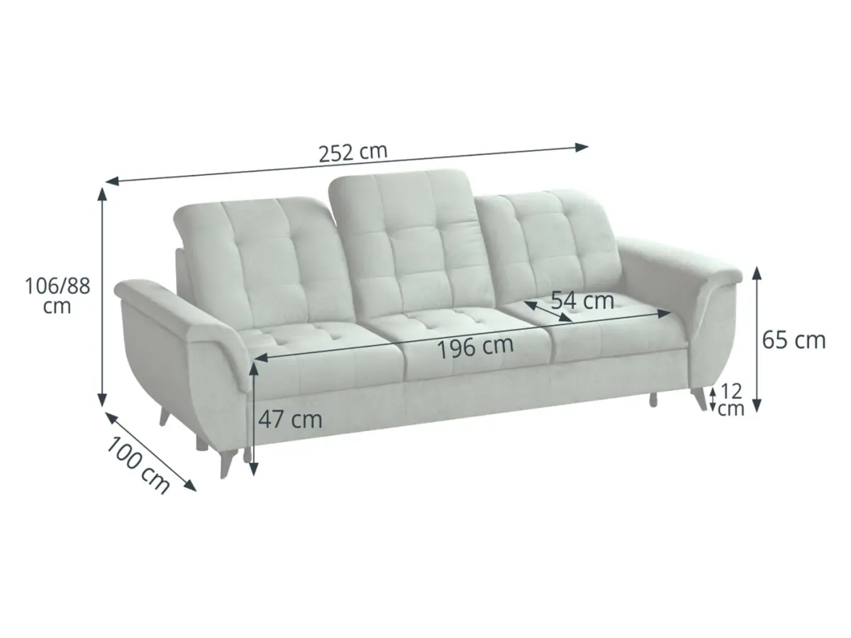 Sofá de tres plazas Doria convertible de terciopelo verde