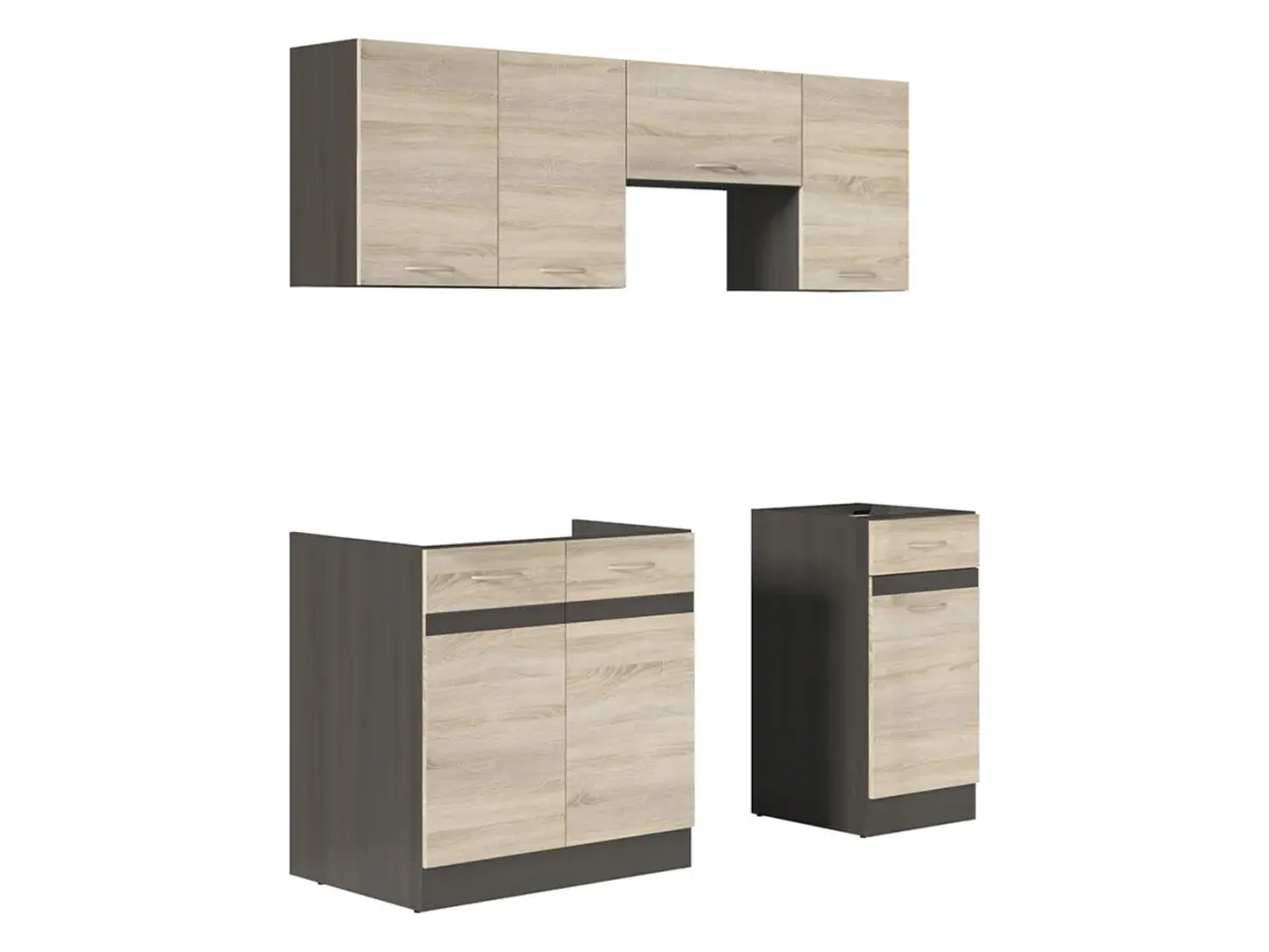 Conjunto de cocina Junona Line 180 cm roble sonoma con encimera