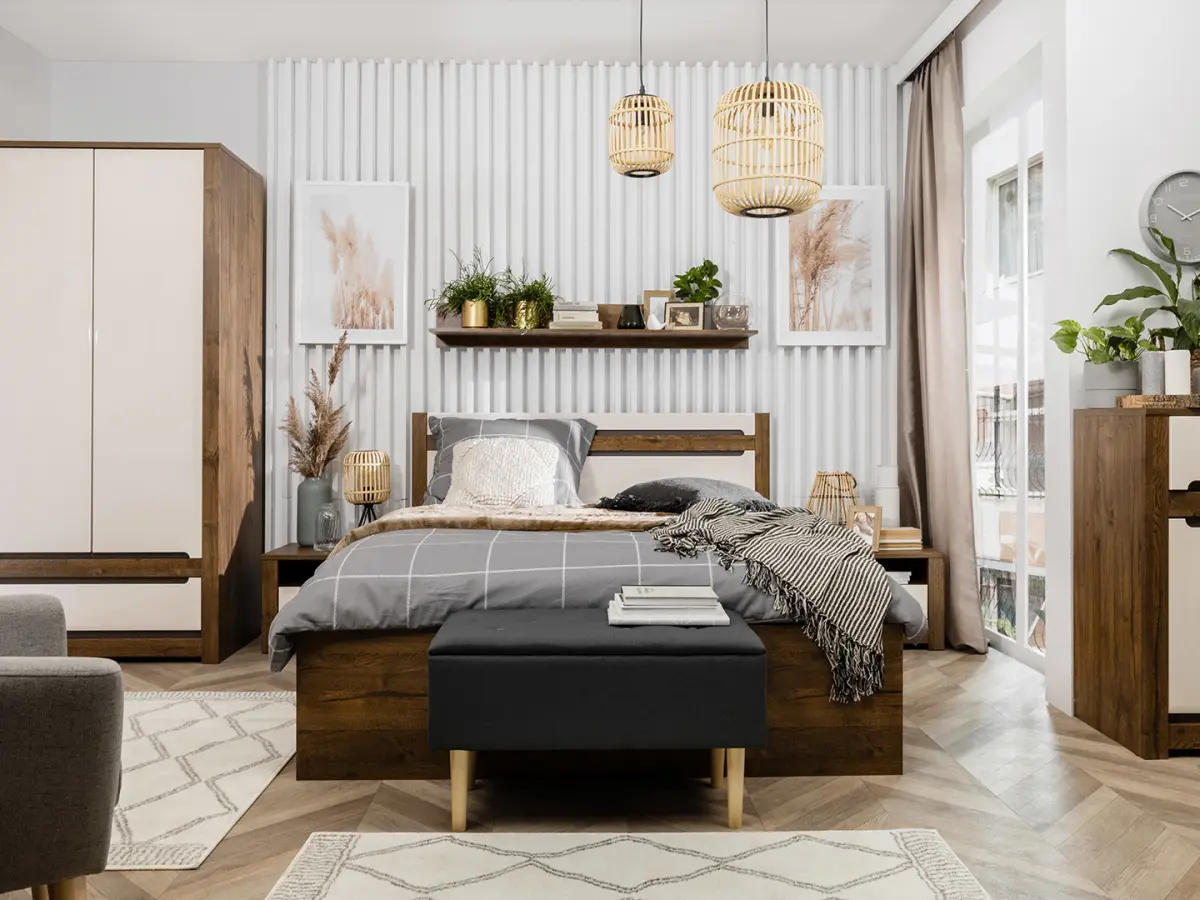 Cama Ruso 160x200 con contenedor y somier roble april