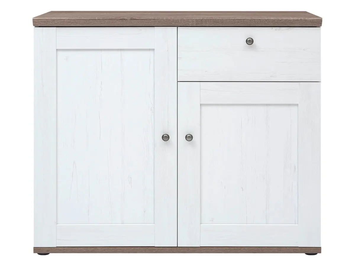 Cómoda Stockholm 103 cm con 2 puertas y un cajón pino andersen blanco/roble sonoma oscuro