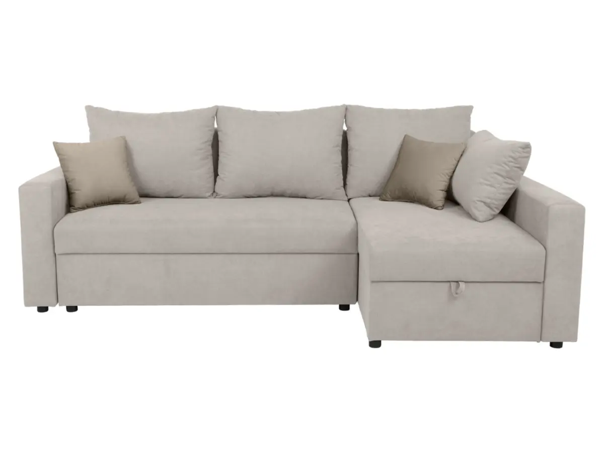 Sofá rinconera universal Przemek IV convertible con contenedores beige