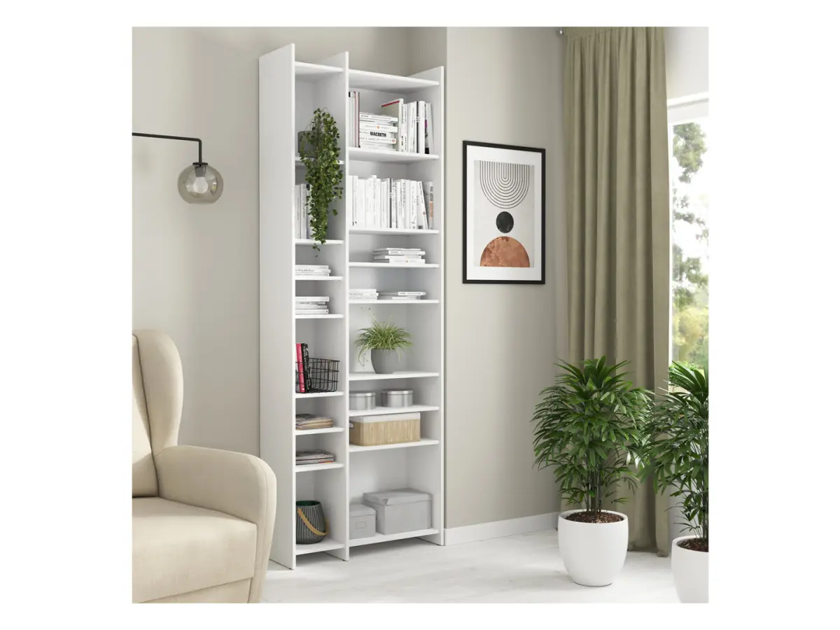 Estantería Benny 80 cm con 14 estantes blanca