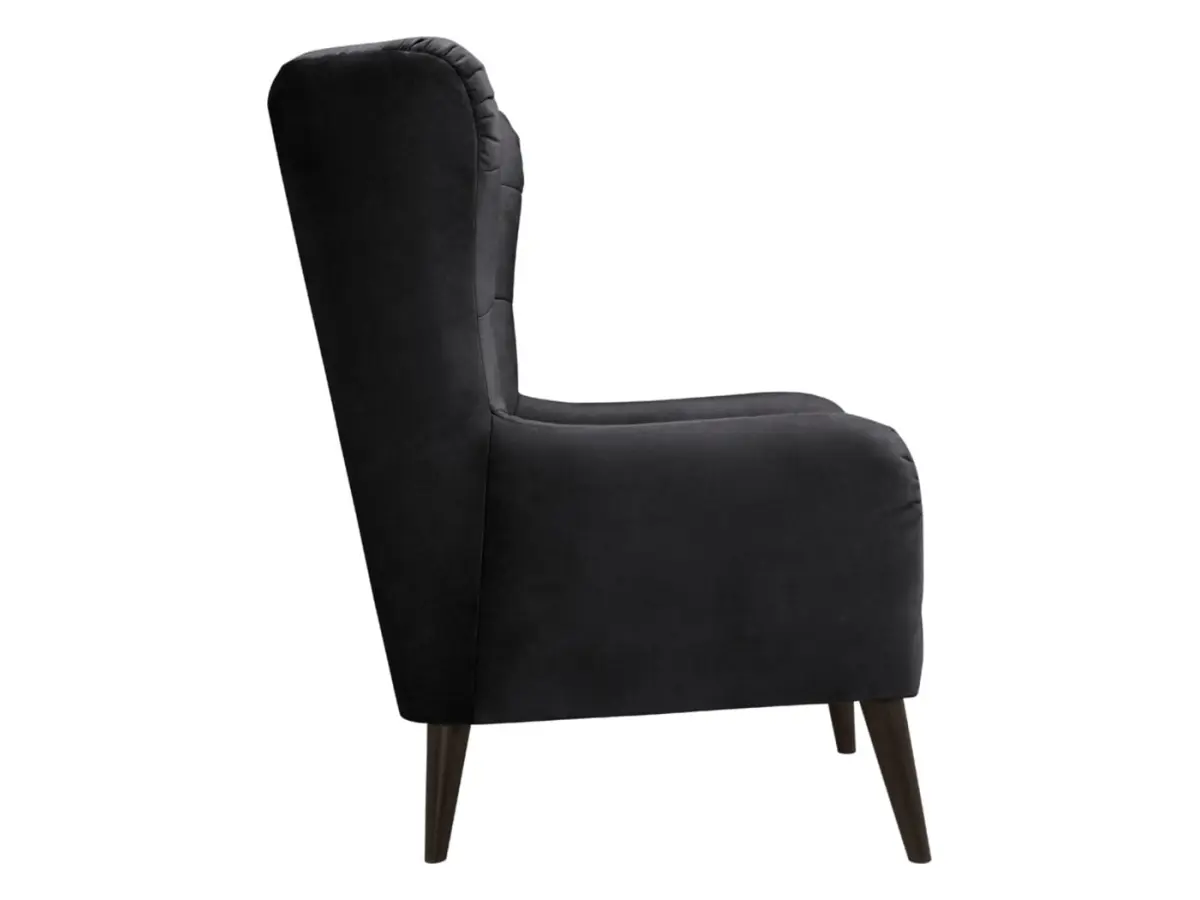 Sillón orejero Casey de terciopelo negro