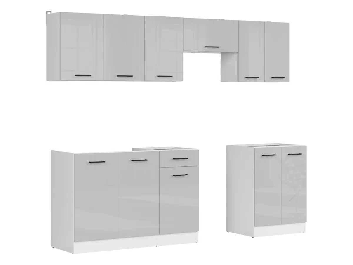 Кухонный комплект Junona Line 240 см светло-серый глянец без столешницы
