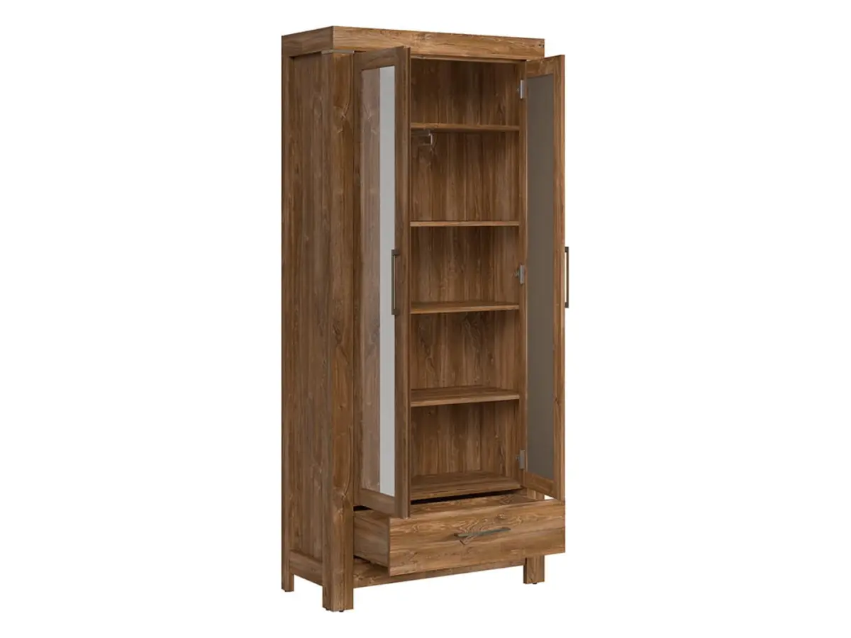 Estantería Gent 88 cm con cajón y 2 puertas con espejo roble stirling