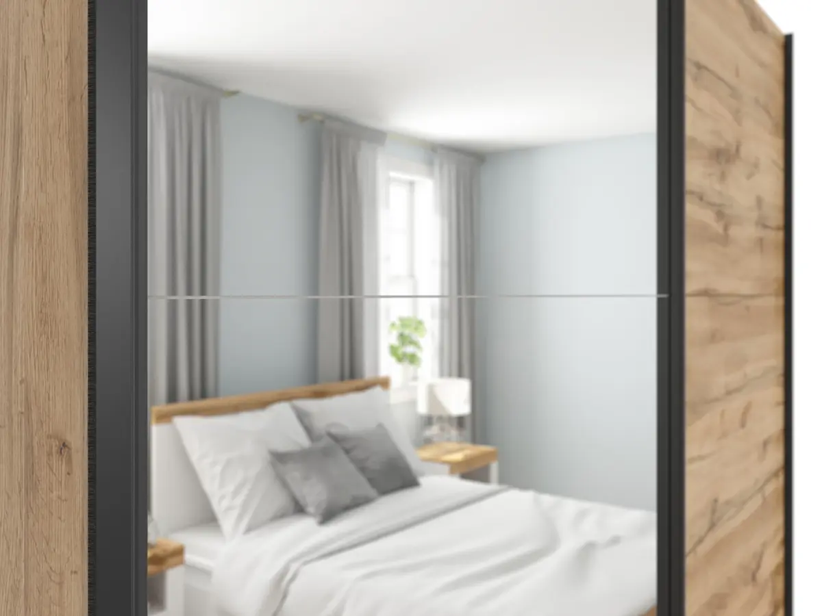Armario de puertas correderas Tetrix 183 cm con espejo roble wotan