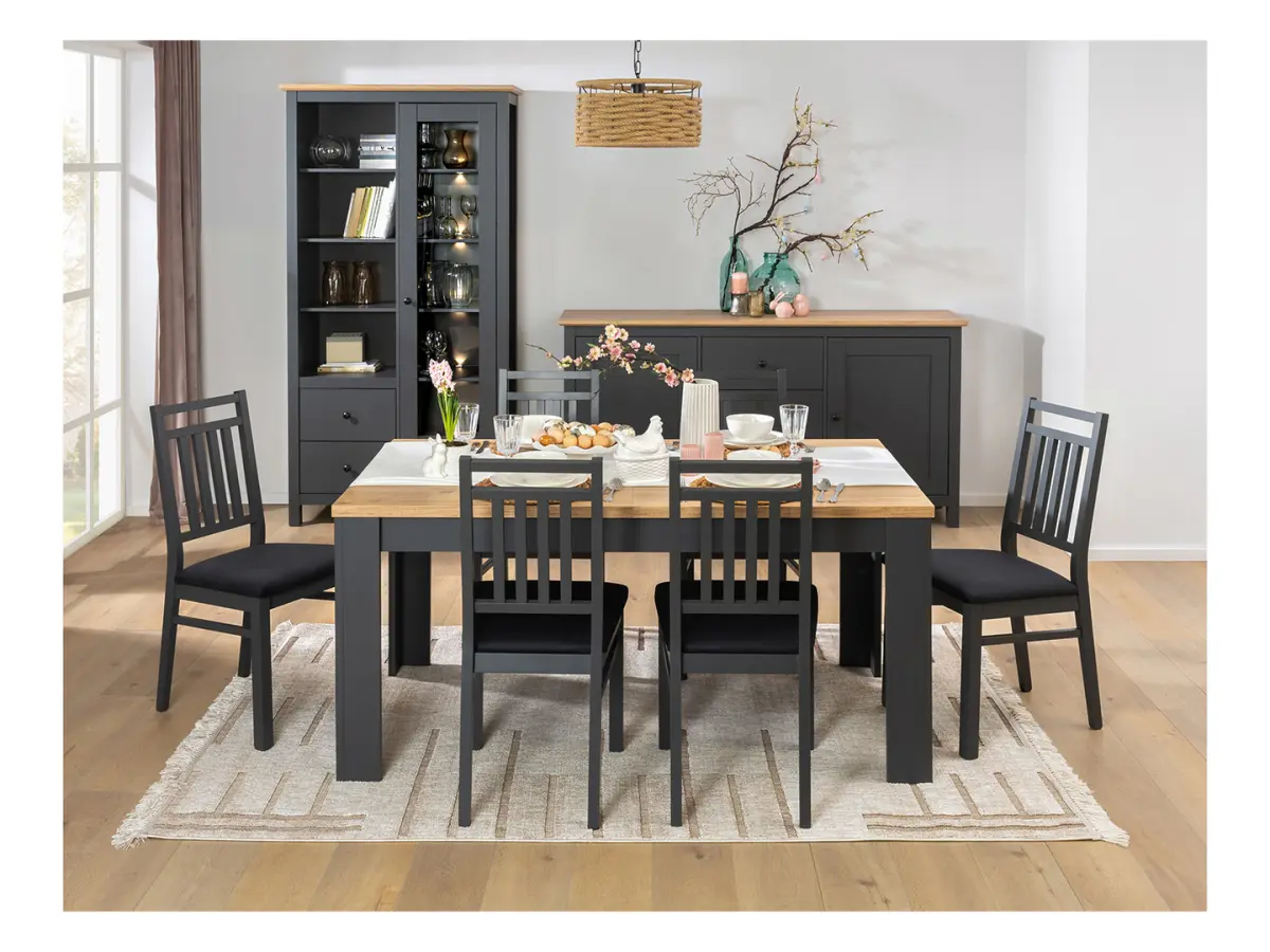 Witryna Hesen 106 cm z drzwiami i 2 szufladami grafit