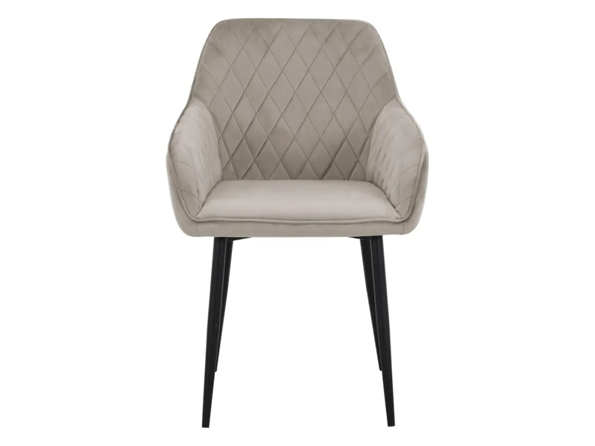 Silla tapizada con reposabrazos Stu beige-gris