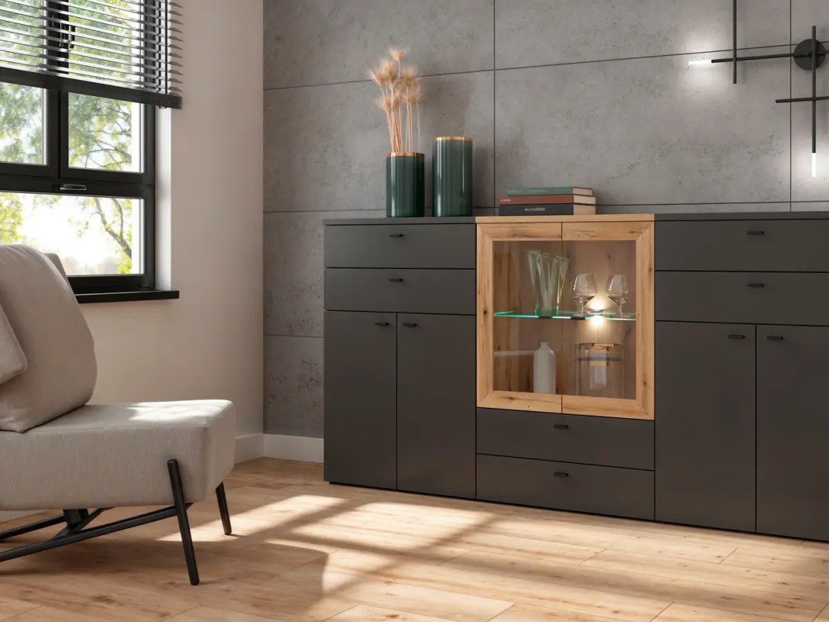 Комод System 64 с 2 ящиками графитовый