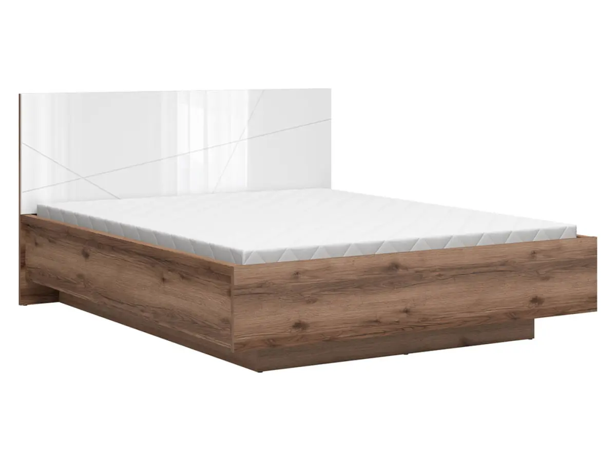 Cama Forn 160x200 con somier y arcón roble delano oscuro/blanco