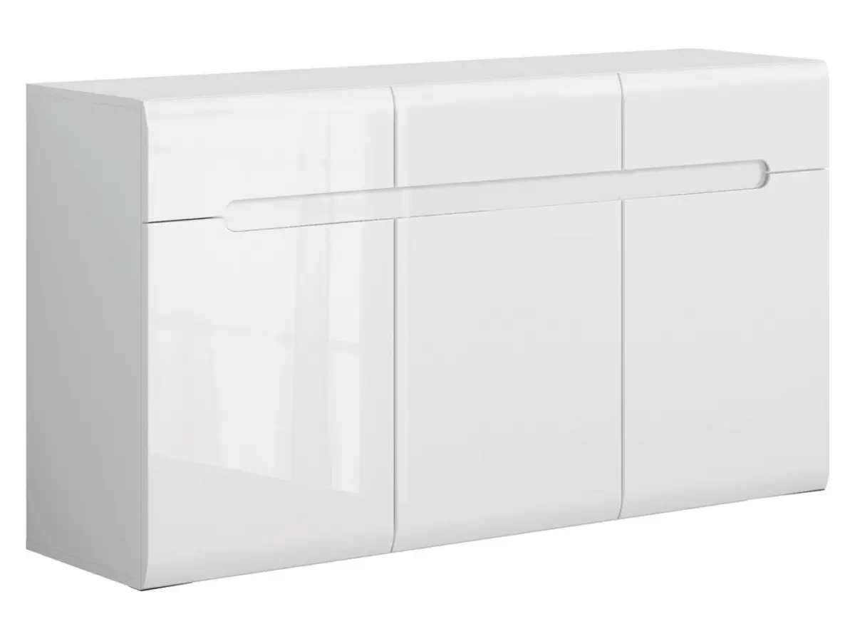 Conjunto Azteca Trio cómoda y vitrina blanco brillo