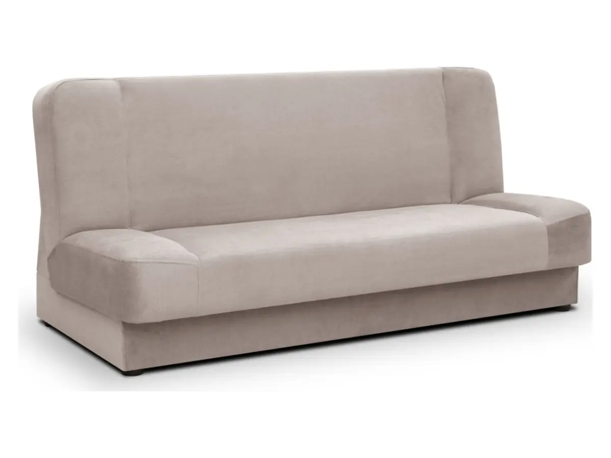 Sofá cama de tres plazas Lami con arcón beige