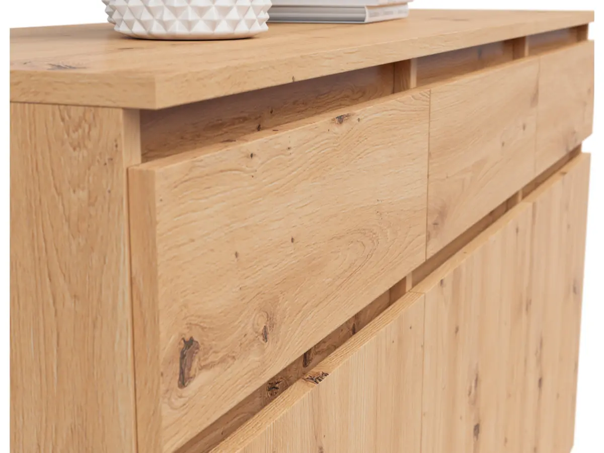 Cómoda Saturn 135 cm con 3 puertas y 3 cajones roble artisan