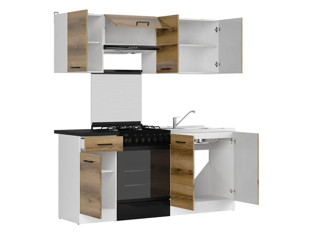 Conjunto de cocina Junona Line 180 cm roble delano claro con encimera