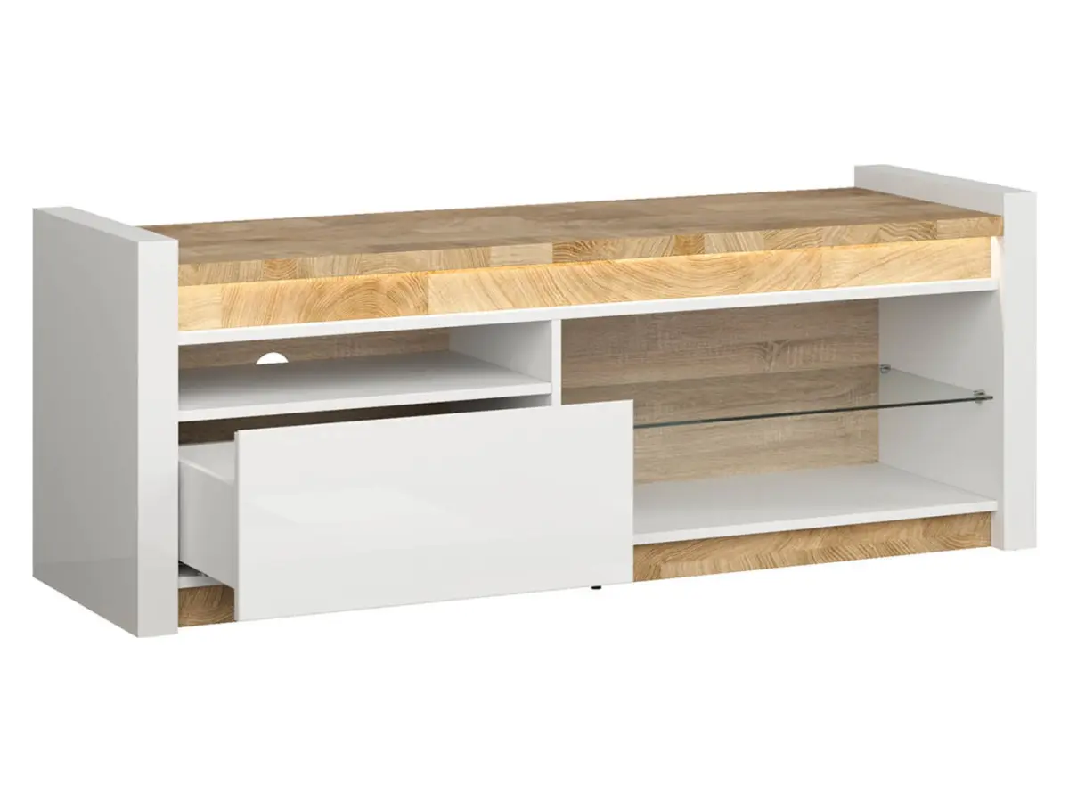 Mueble RTV Alameda 147 cm con cajón y estante blanco