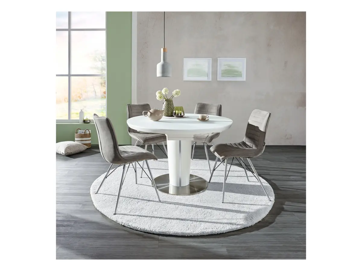 Стіл Herkules 120-160x76 білий/нержавіюча сталь