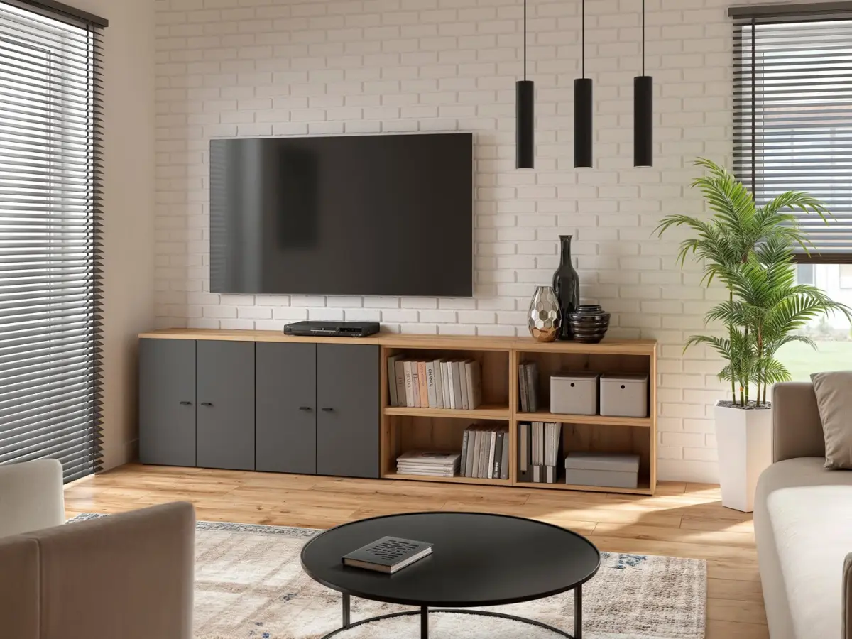 Estantería System 64 con estante roble coast evoke