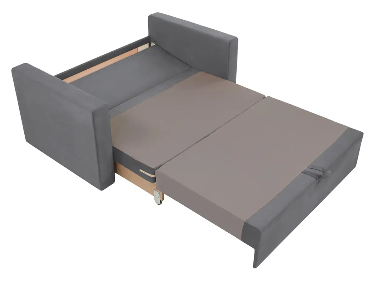 Sofá de dos plazas Bunio III convertible con arcón gris