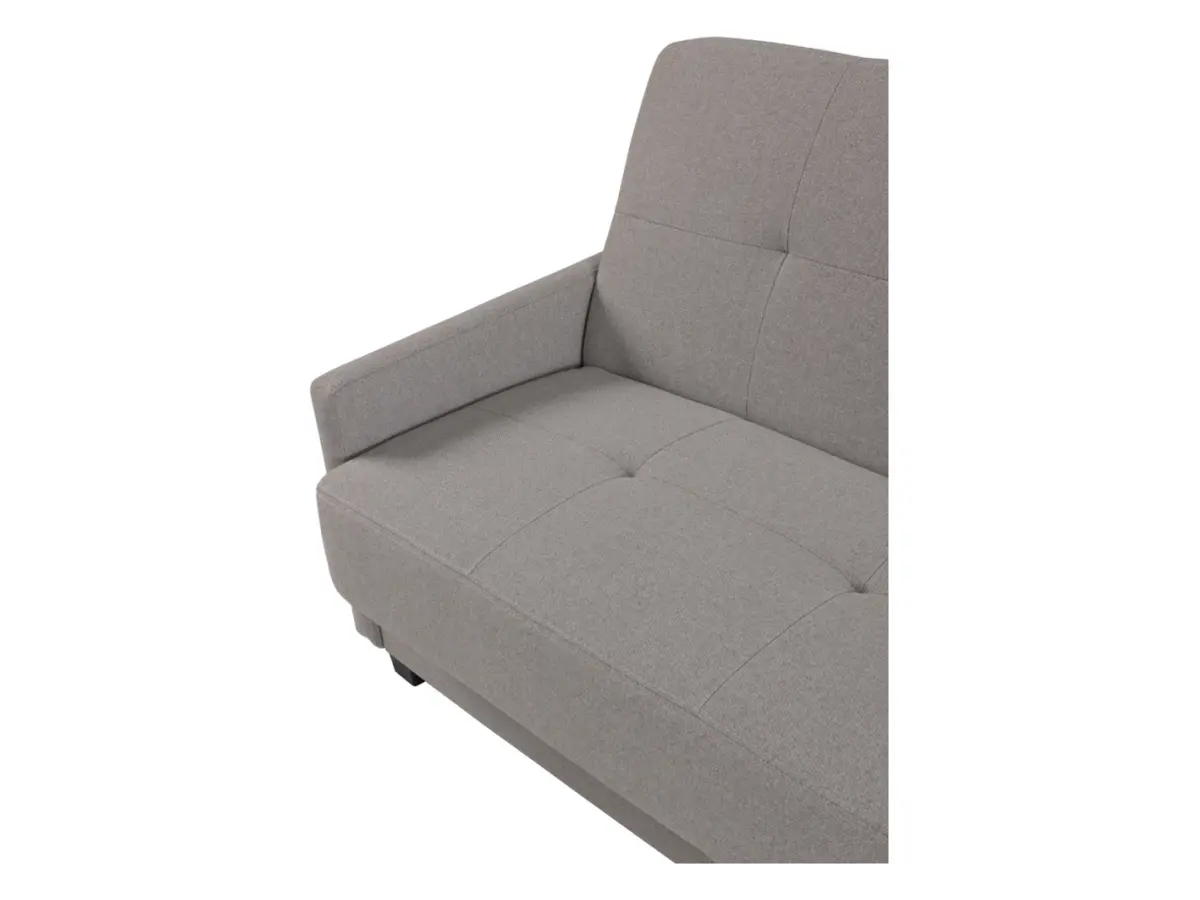 Sofá cama de tres plazas Maro plegable con arcón, tela trenzada gris