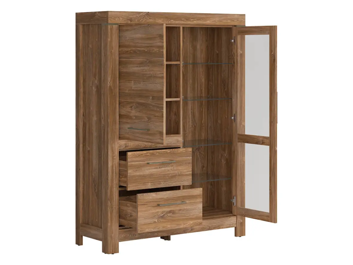 Витрина Gent 115 см с 2 дверями и 2 ящиками дуб стирлинг