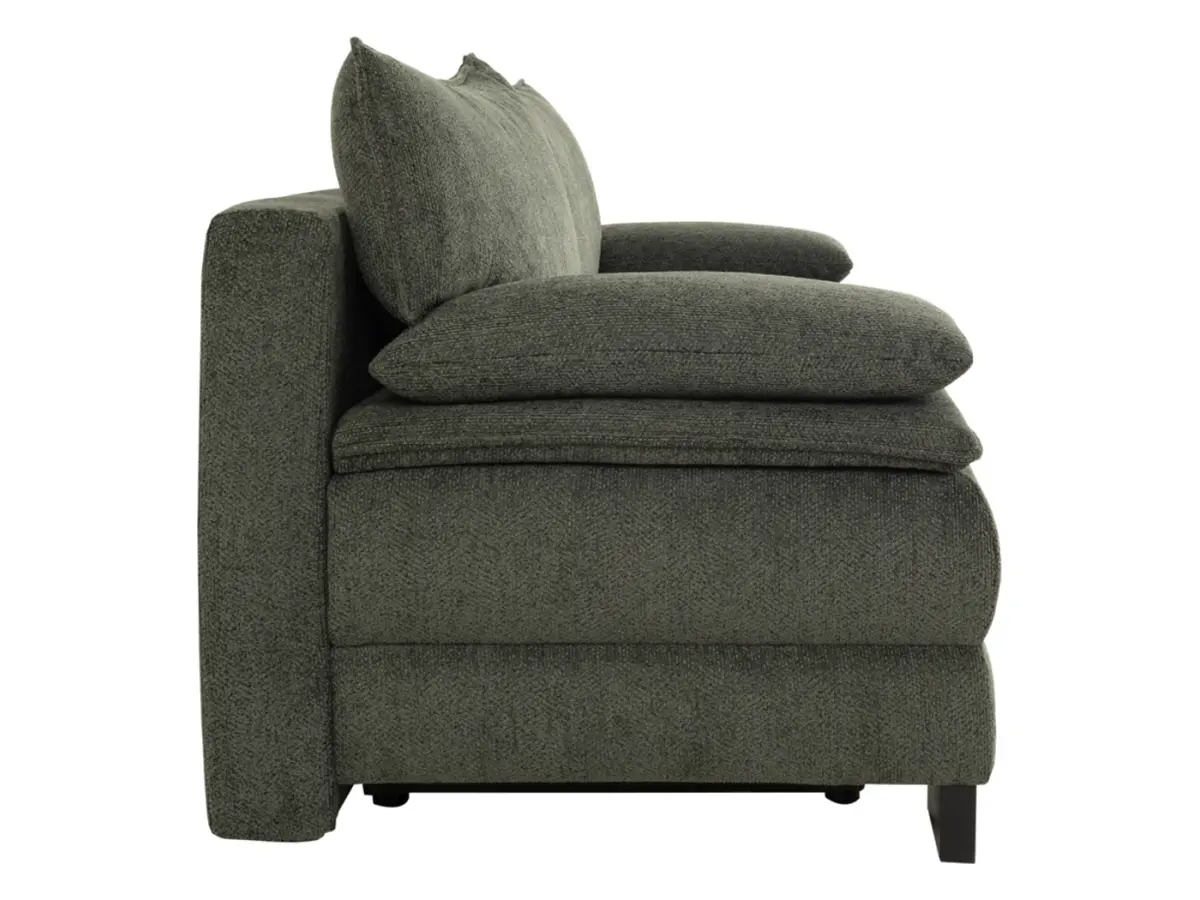 Sofá de tres plazas Lindon convertible con arcón chenilla verde