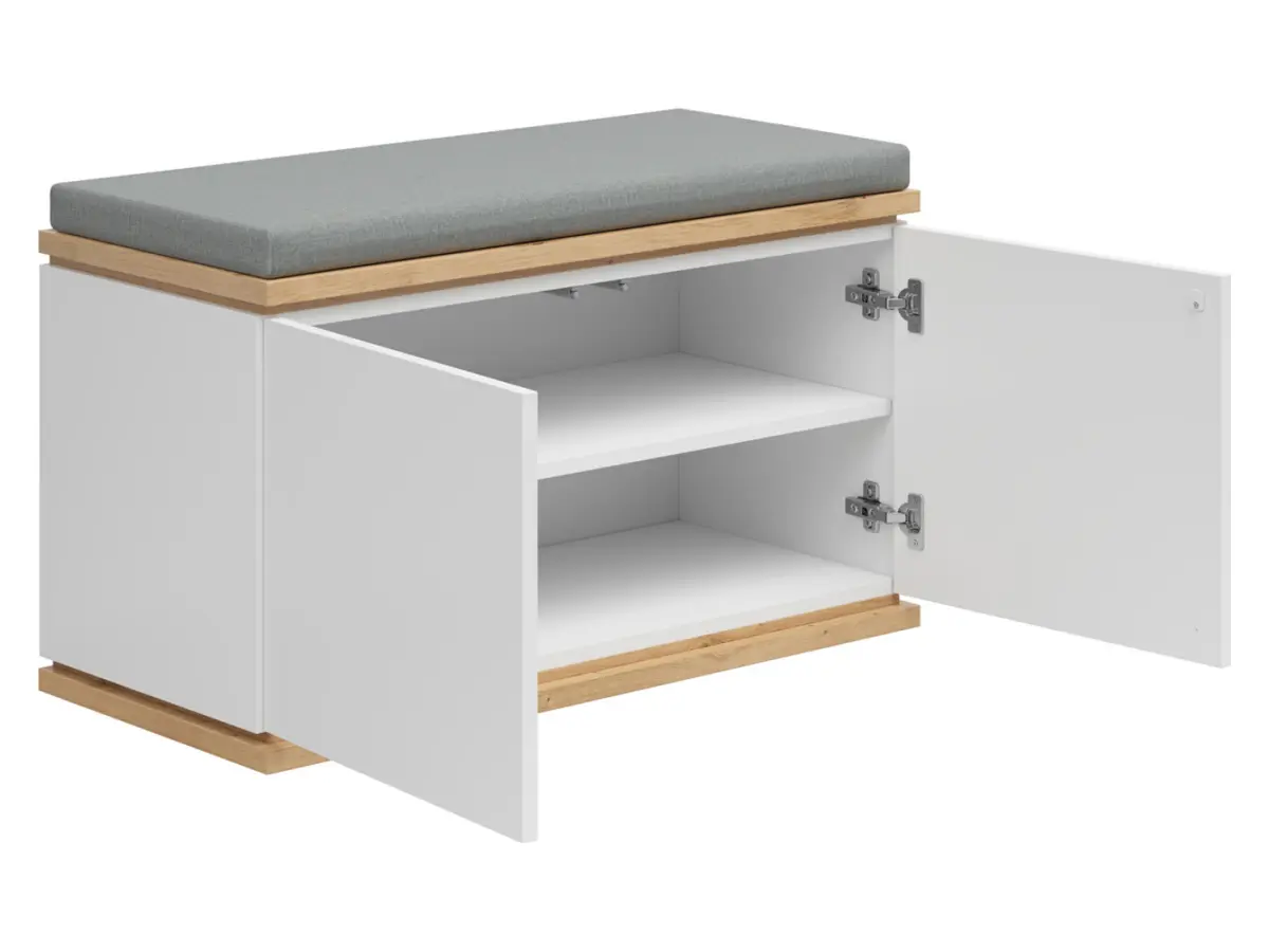 Zapatero Yamael 85 cm con asiento blanco