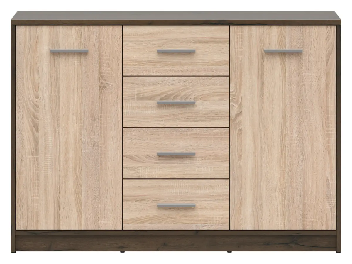 Cómoda Nepo Plus 119 cm con 2 puertas y 4 cajones roble noble/roble sonoma