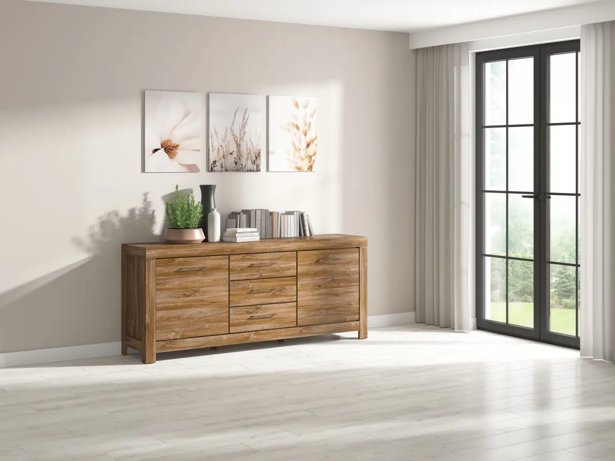 Cómoda Gent 200 cm con 2 puertas y 3 cajones roble stirling