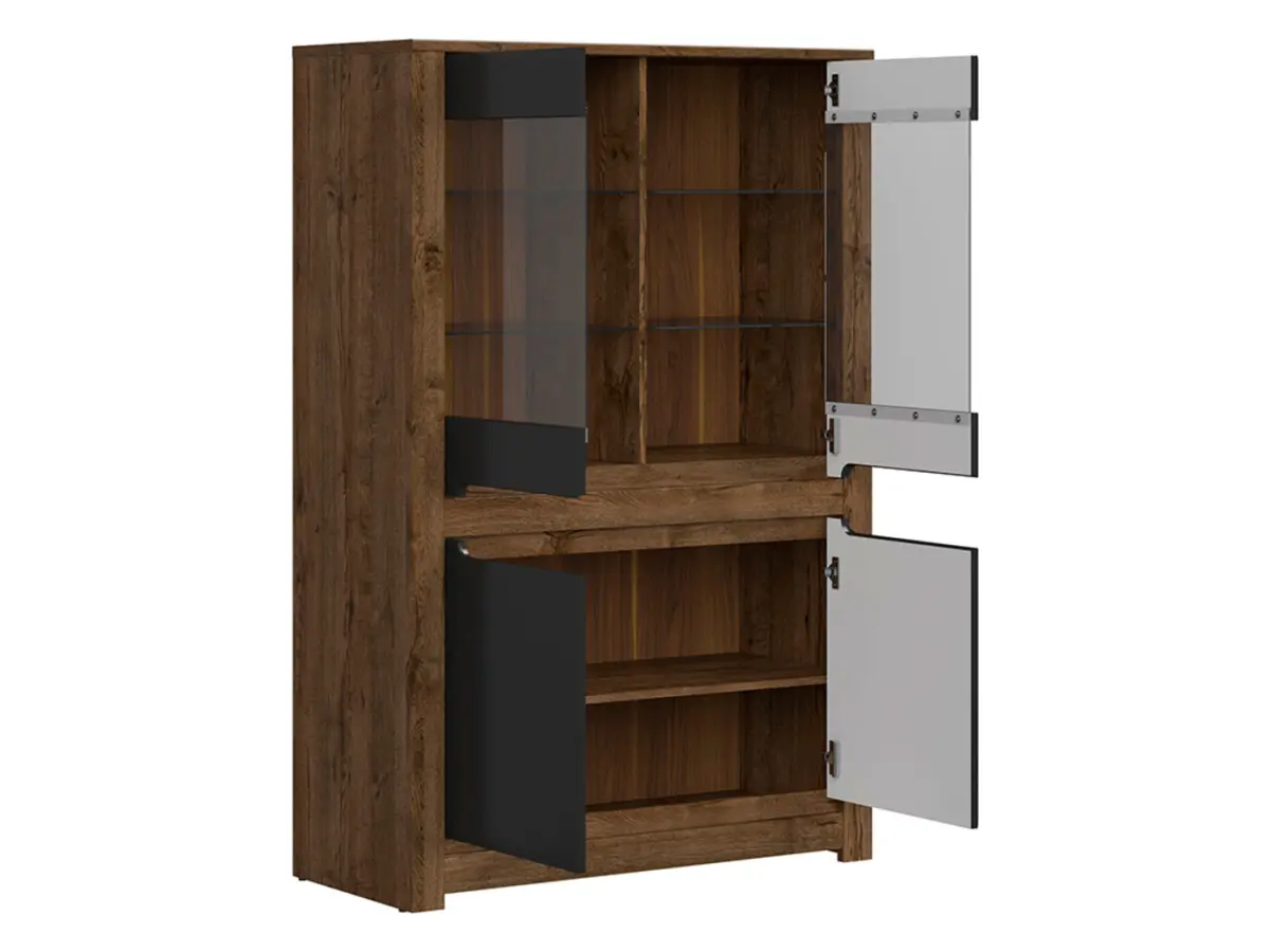 Vitrina Ruso 104 cm con 4 puertas roble april/negro mate