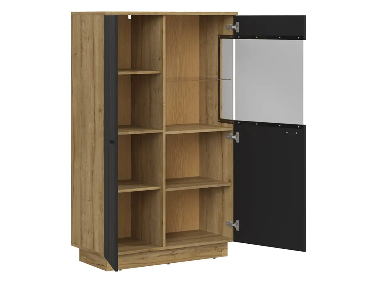 Vitrina Zenda 91 cm con 2 puertas roble waterford/negro